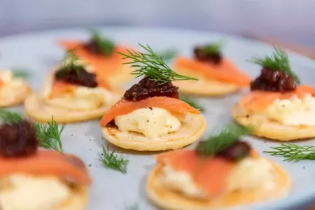Blinis with Fig, Apple and Chardonnay Chutney